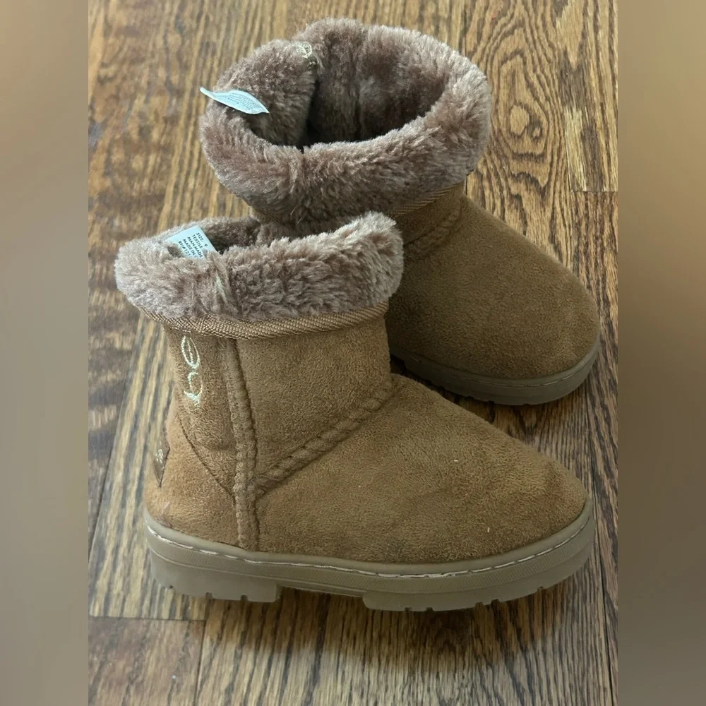 bebe Girls Brown Faux Fur Pull-On Winter Boots Size 9